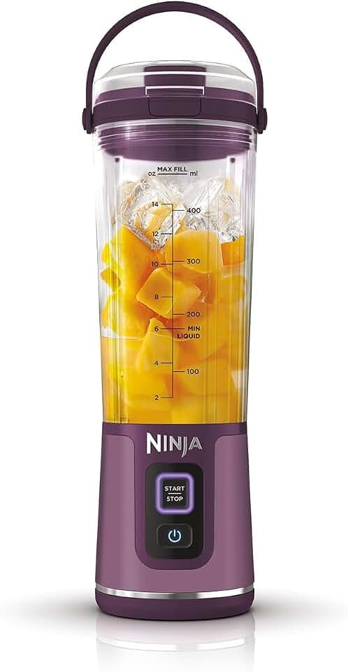 Ninja Blast Tragbarer Mixer/Blender/Smoothie Maker, 530ml Becher, Lila | Auslaufsicherer Deckel, Leistungsstarker Mini Standmixer, Kabellos & Wiederaufladbar, Zerkleinert Eis & Obst, BC151EUPR