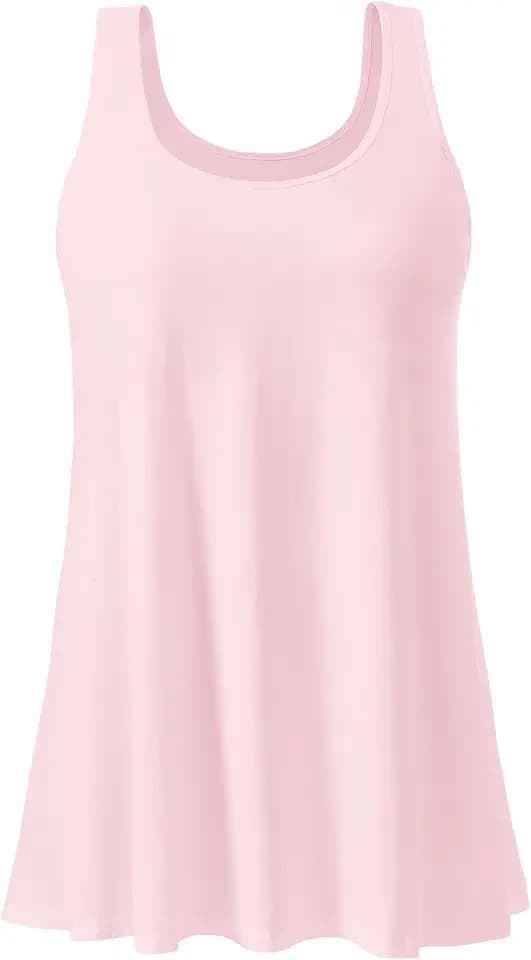 vislivin Damen Top mit Integriertem BH Tank Top Unterhemd Casual Tank Tops Loose Fit Ärmellose Shirt S-XXXXL