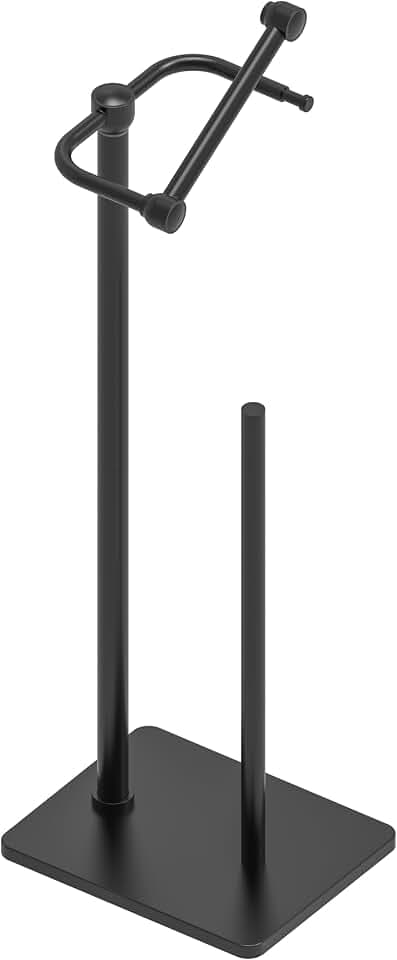 RUACQ Bathroom Toilet Paper Holder Stand with Storage, Matte Black