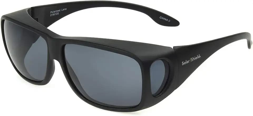 Foster Grant Solar Shield Stone Fits-Over Sunglasses, Black, 57mm