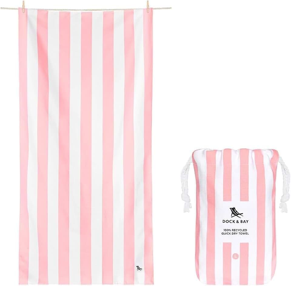 Dock & Bay Quick Drying Towel - for Sports & Gym - Compact, Lightweight - 100% Recycled - Includes Bag - Cabana - Light Pink, Medium (130x70cm, 51x27)