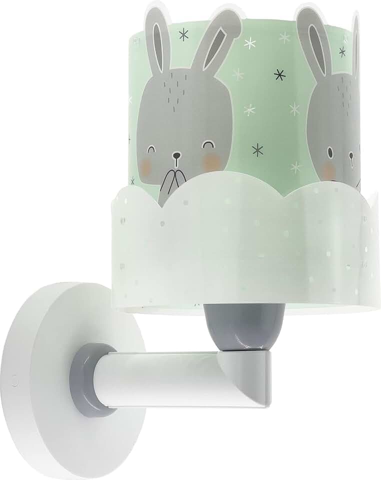 Dalber kinder Wandlampe kinderzimmer, Kinderlampe Wandleuchte Wolken Baby Bunny Grün, 61159H, E27