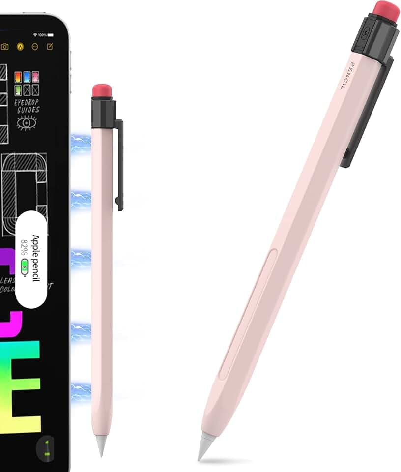 TRONWIN iPencil Case for Apple Pencil 2nd Generation Sleeve Silicone Protective Cover Perfect Grip Skin Classic Design with Sturdy Clip Compatible with Apple Pencil 2nd Generation (Pink)