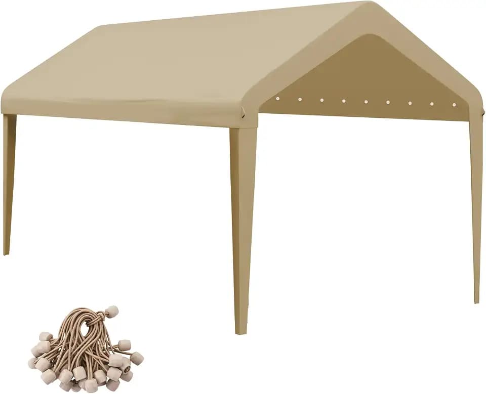 10x20 FT Car Canopy Replacement Cover, 800D Waterproof & UV, Beige