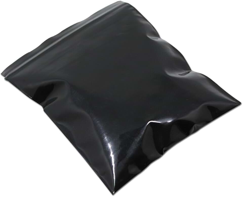 PABCK Black Poly Plastic Packaging Bags Resealable Bag 3.9x5.9 inch 100Pcs