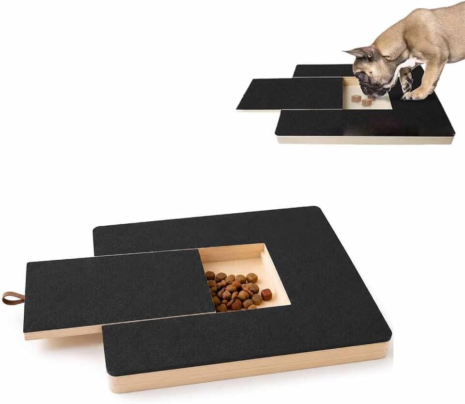 Kratzbrett Hund, Krallenschleifer für Hunde, 35x25x3cm Kratzbrett Hund mit Leckerlibox, Multifunktionale Schleifpapier für Hundekrallen Welpentraining