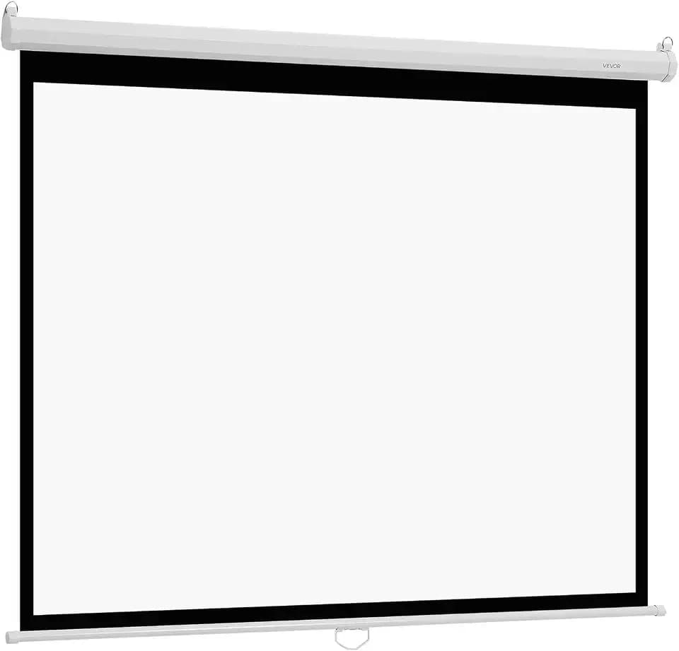 VEVOR Manual Projector Screen, 72 inch 4:3 4K 1080 HD Retractable Pull Down Projector Screen, Wall Mounted Movie Projection with Pull Rope, Portable Display Projectoin for Family Home Office Theater