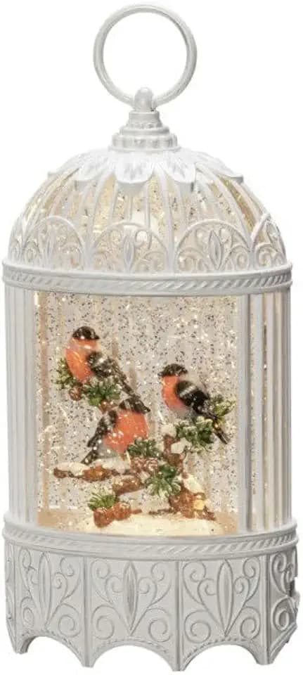 Konstsmide LED Wasserlaterne, Rotkehlchen im Baum, weiß, wassergefüllt, 5h Timer, 1 warm weiße Diode, batteriebetrieben & USB, Innen - 4283-200