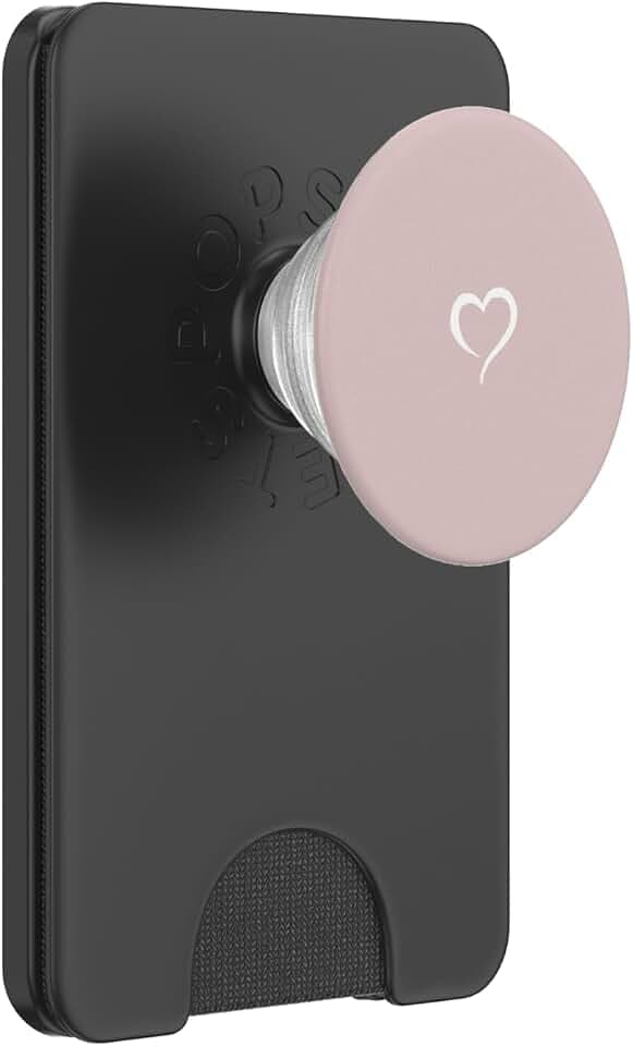 Hand Drawn Heart by AJC Rosa Sand Minimalistische Liebe PopSockets PopWallet für MagSafe iPhone 12 und neuer Schwarz