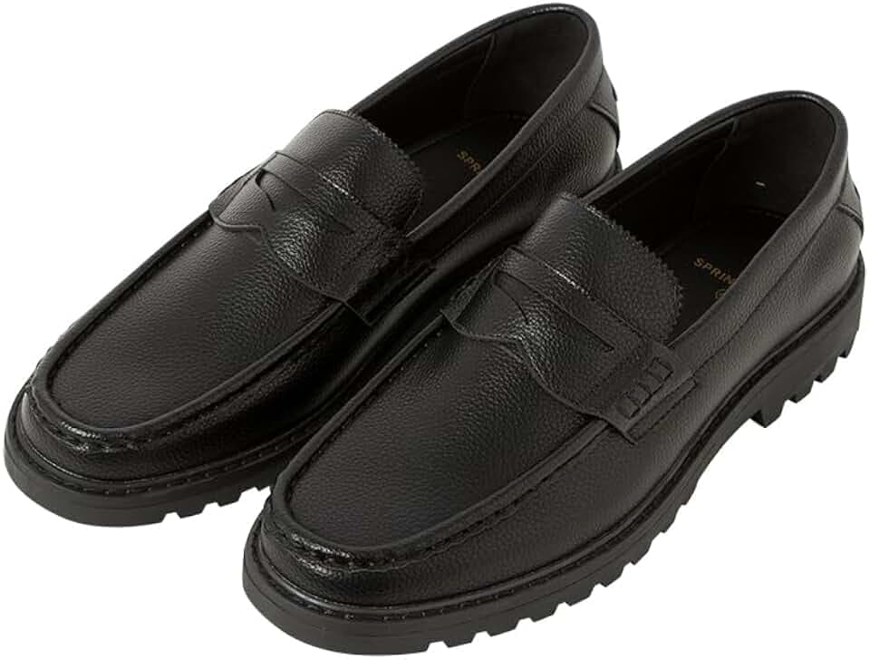 Springfield Herren Pu Gran Leatehr Effect Serrated Loafer Mokassin aus Leder