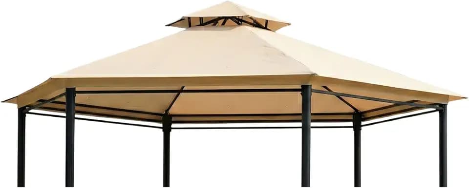 Garden Winds Reinforced RipLock 350 Replacement Canopy Top Cover Compatible with Outsunny Hexagon 12' x 12' Gazebo Model US84C-052YL0131 - Beige