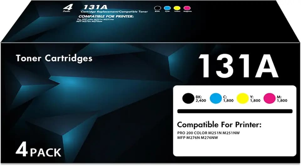 131A 131X Toner Cartridges for HP MFP M276nw M251nw 4 Pack with Chip