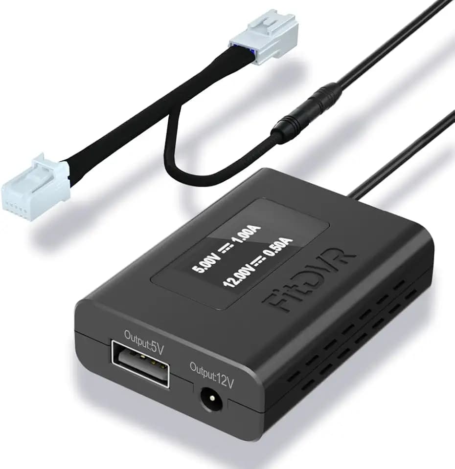 Dashcam Stromadapter (10-Pin) für Hyundai, Kia, Genesis (Tuscon Elantra Kona Palisade IONIQ5 6 Sportage Telluride K5 EV6,etc.) LED-Anzeige USB Power, Anschluss an Rückspiegel, 5V 12V Ausgang, D3-014
