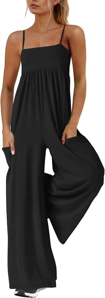Yanekop Womens Overalls Wide Leg One Piece Jumpsuits with Pockets
