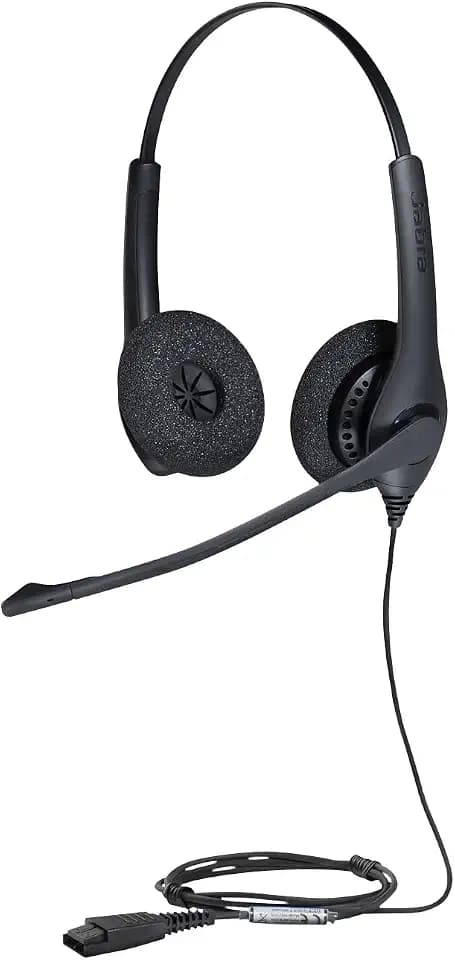 Jabra Biz 1500 Quick Disconnect On-Ear Stereo Headset - Corded Headphone with Noise-Cancelling Microphone and Volume Spike Protection for Deskphones, Black