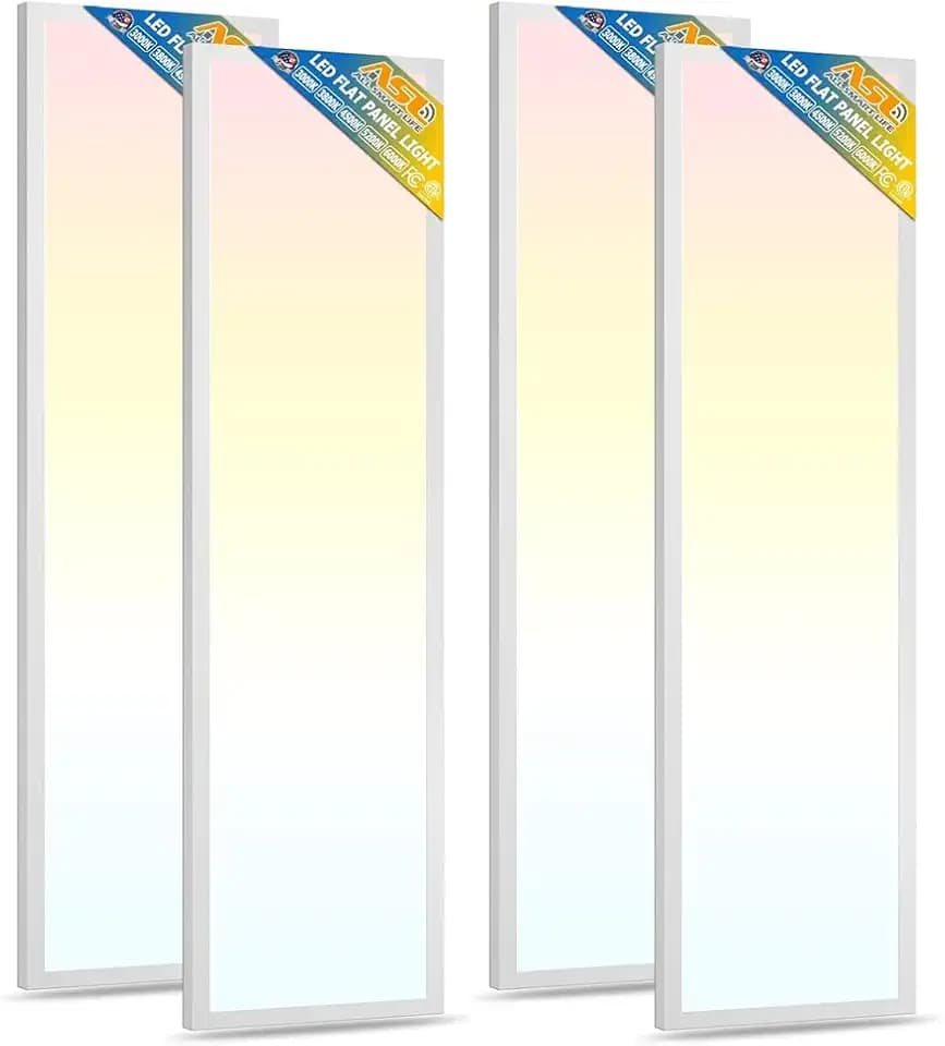 Allsmartlife 4-Pack 1x4FT LED Flat Panel Light Surface Mount, 24W/30W/40W, 4980LM Dimmable 5CCT 3000K-6000K, Edge-Lit Ceiling Light Fixture for Kitchen, Built-in Driver Troffer, White