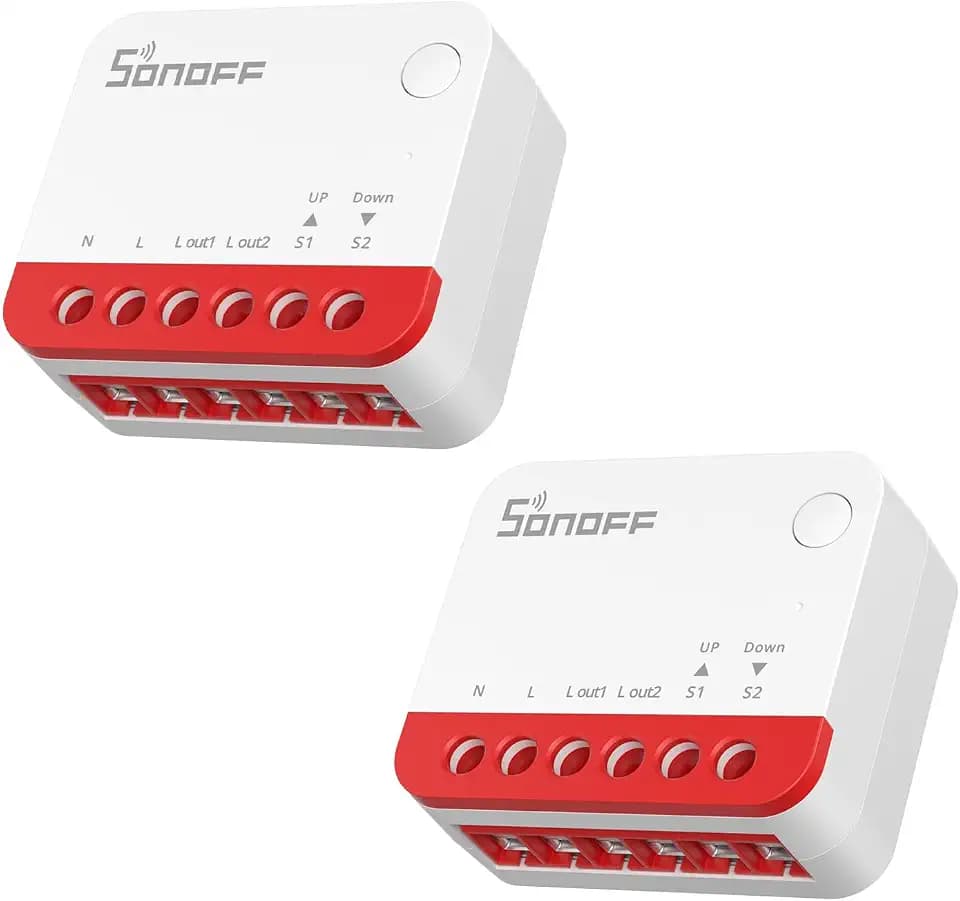 SONOFF Interruptor Zigbee para Persiana enrollable MINI-ZBRBS, Tamaño Mini, Control Porcentual, Repetidor Zigbee, Compatible con Alexa/Google Assistant/Home Assistant, Neutro Requerido, 2er-Pack