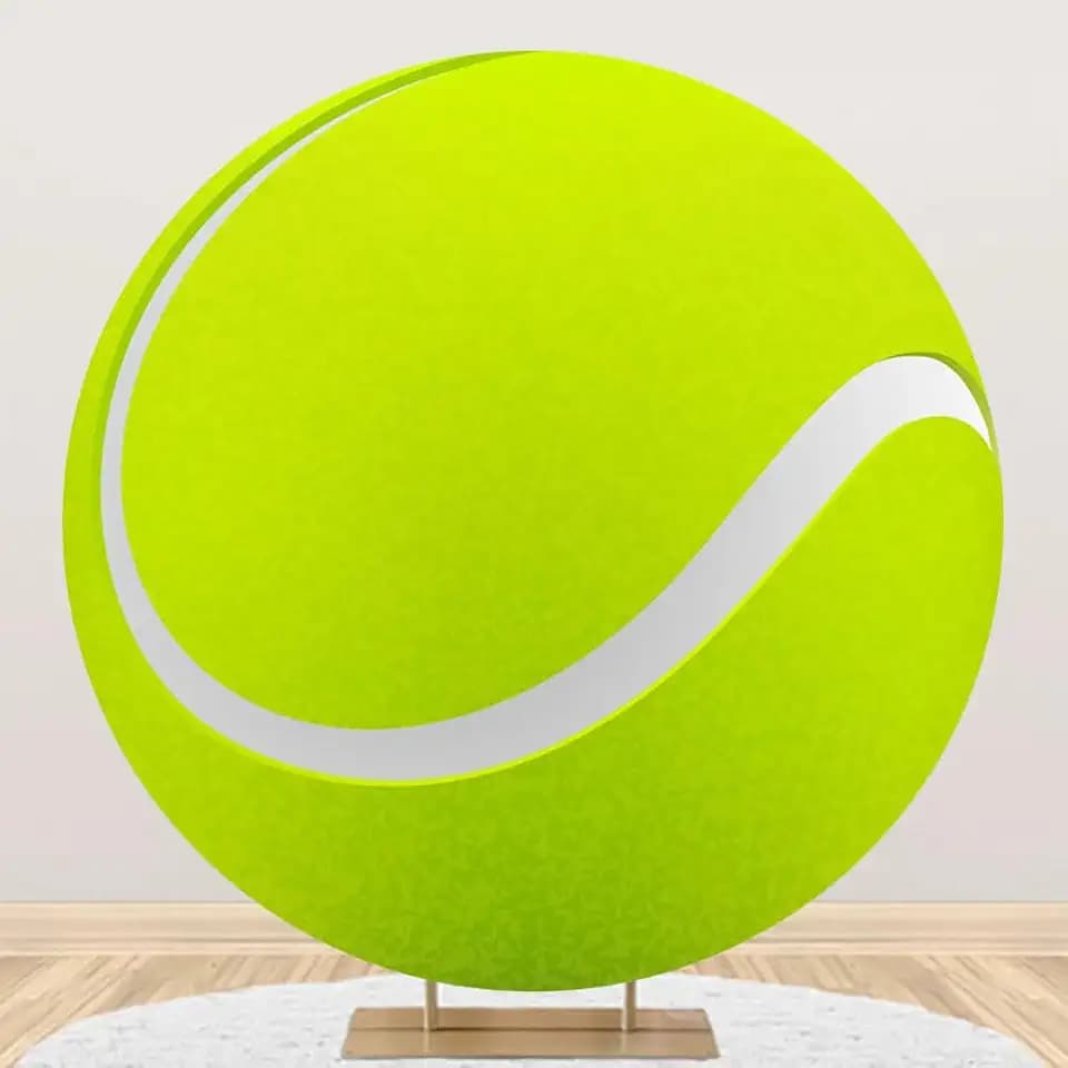 Renaiss 7.2x7.2ft Green Tennis Ball Round Backdrop Cover Tennis Themed Circle Photography Background Tennis Match Sports Theme Birthday Baby Shower Fans Athletes Party Decor Arch Photo Booth Props