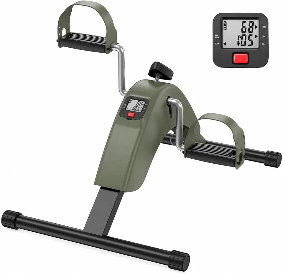 Under Desk Bike Pedal Exerciser for Arms and Legs, Foldable Mini Exercise Bike with LCD Display and Adjustable Resistance for Home and Office