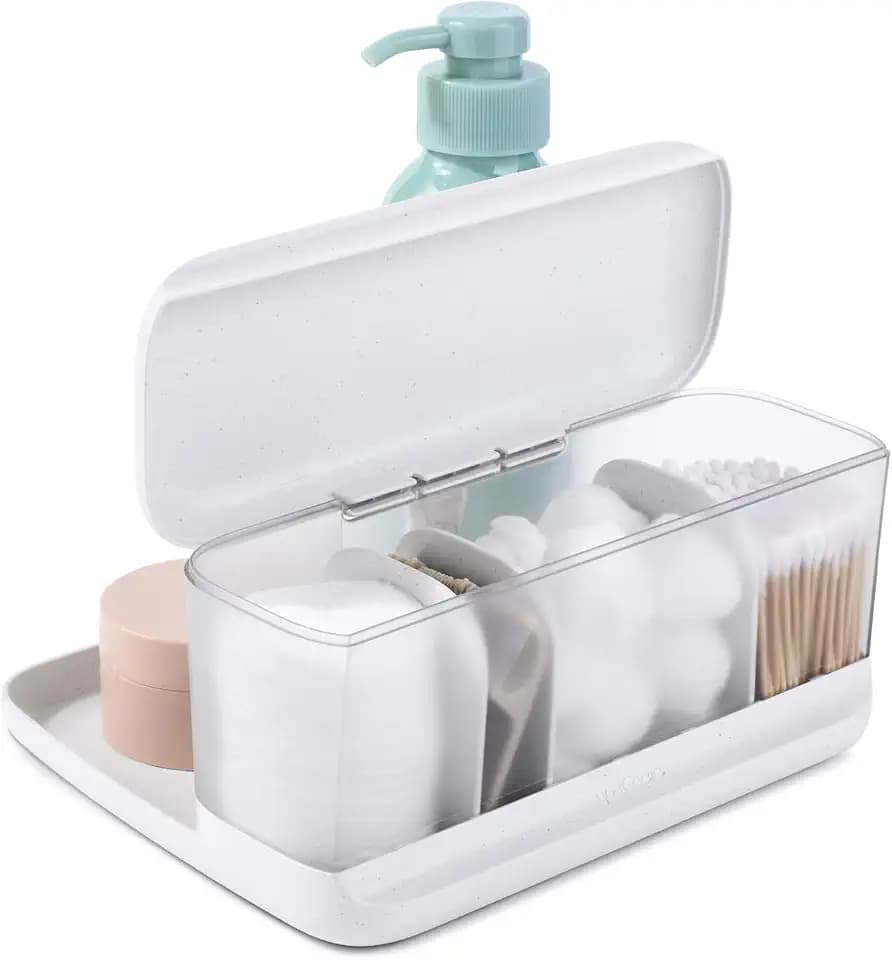 YouCopia HideAway Thekenablage, Badezimmer-Organizer mit verstellbaren Trennwänden und Deckel