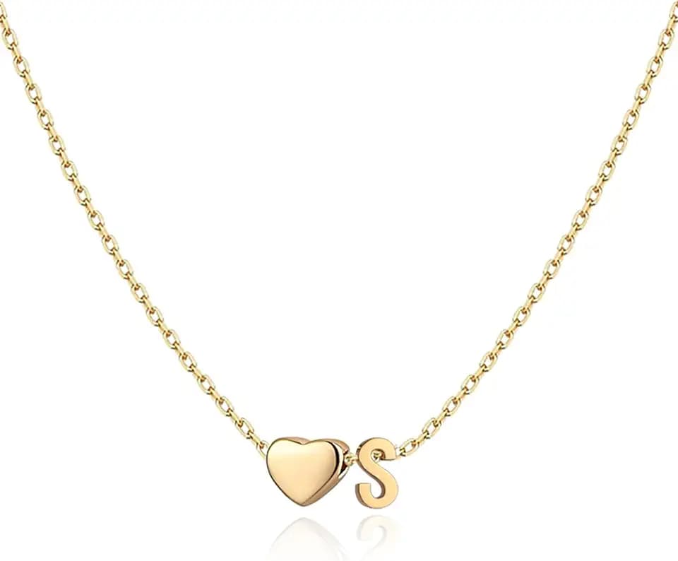 XGALBLA Heart/Butterfly/Cross Initial Heart Necklace,Gold tone Stainless Steel Letter Necklace Personalized Monogram Name Jewelry Birthday Gifts for Women