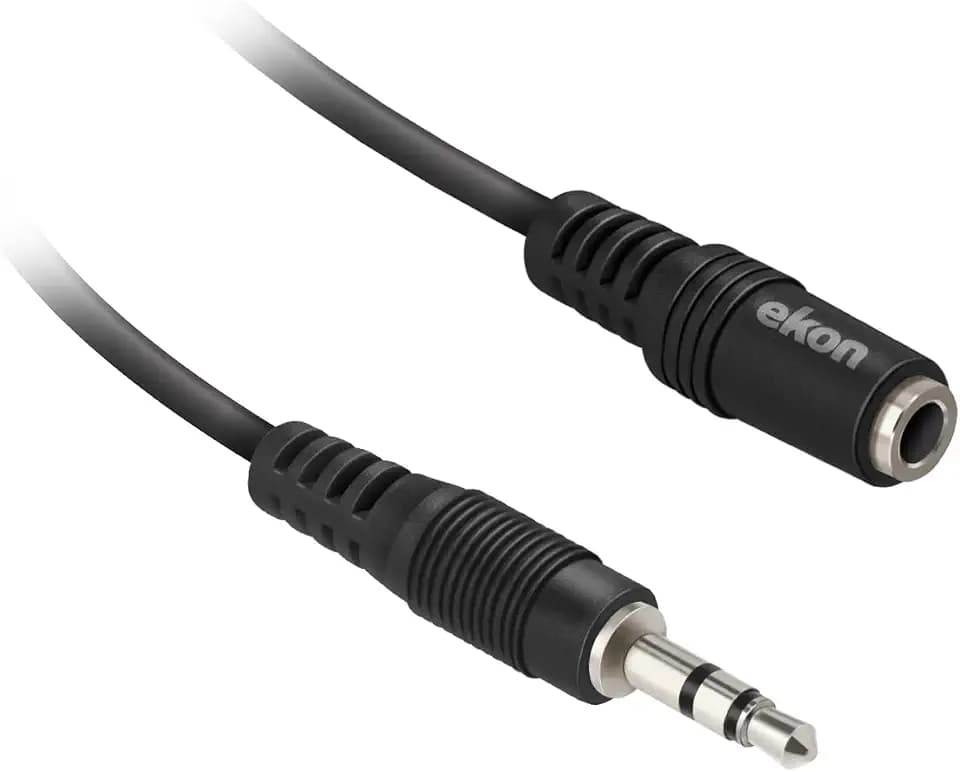 ekon Verlängerungskabel Klinke 3,5 mm, AUX-Kabel, 10 Meter, Buchse-Stecker, Knickschutz, für Stereoanlage, Laptop, Kopfhörer, mp3, iPod, Smartphone, Tablet, Radio, Autoradio