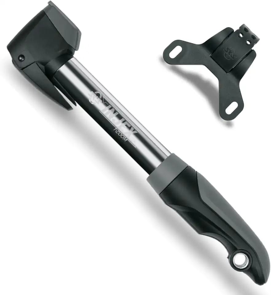 SKS GERMANY INJEX T-ZOOM BLACK Minipumpe (Luftpumpe für alle Ventilarten, T-Griff mit Teleskopfunktion, Hochdruckstufe, Ventilklemmhebel, max. Druck: 10 bar/144 PSI)
