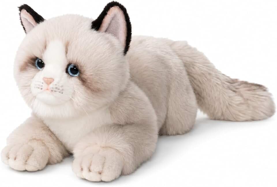 CU-MATE 50,8 cm Graue Ragdoll-Katze, Stofftier, Puppen, niedliches handgefertigtes Plüschtier, Ann Baker, Katze, Geburtstagsgeschenk für Jungen und Mädchen