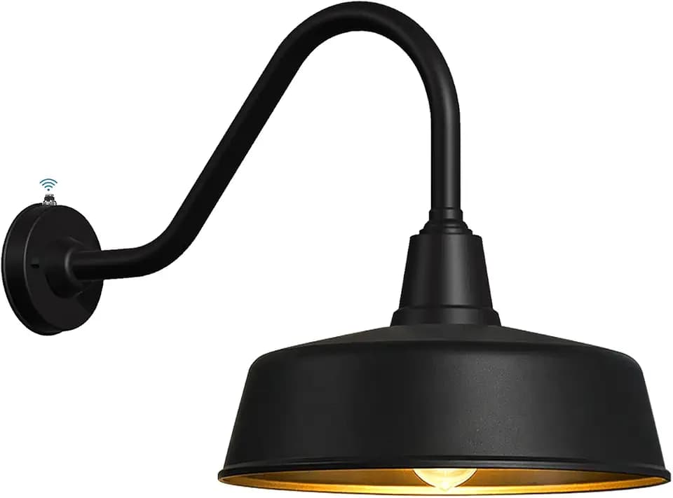JOESA 11" Dusk to Dawn Outdoor Farmhouse Barn Light, Black Wall Fixture