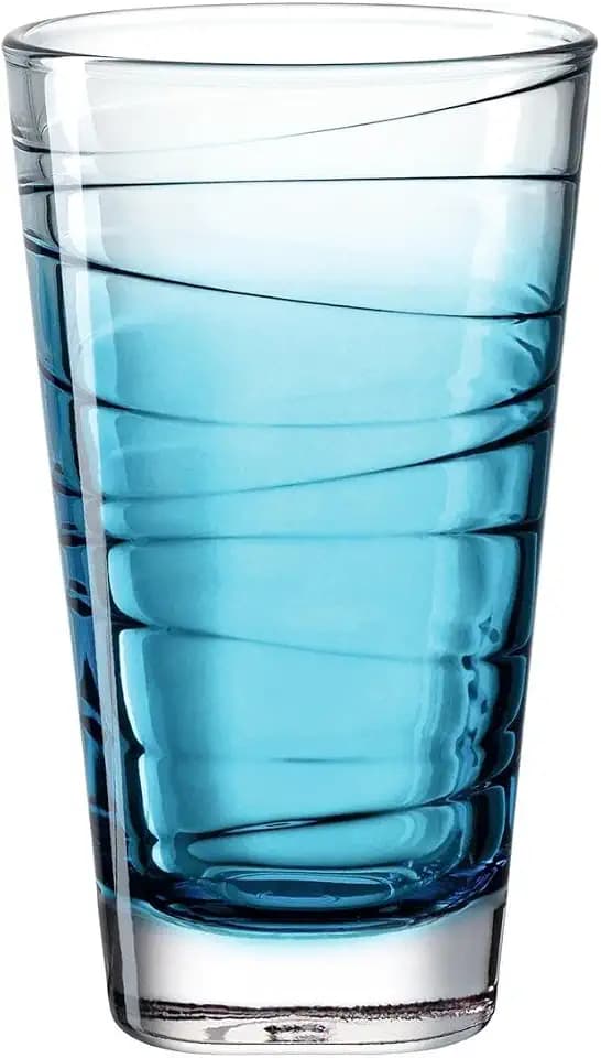Leonardo Vario Struttura Trink-Gläser 6er Set, spülmaschinenfeste Longdrink-Gläser, bunte Trink-Becher aus Glas, blau, 280 ml, 026832