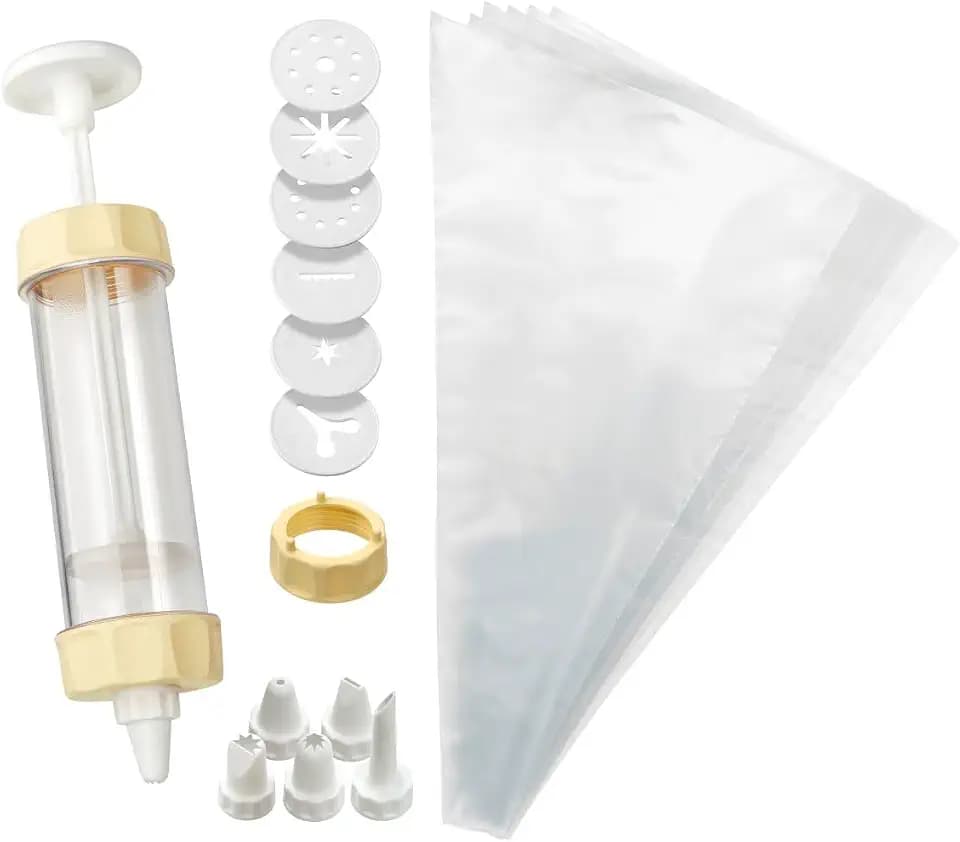 ZENKER 15285 Gebäck- und Dekorierset,Spritzbeutel,Tüllen,Gebäckpresse, Kunststoff, creme/weiß