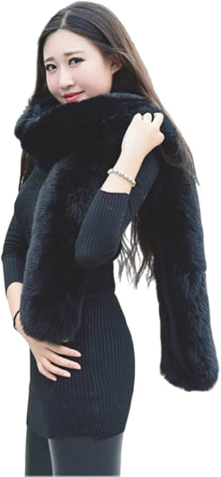 Long Faux Fur Scarf Wrap Stole Shawl Shrug Men Women Winter Warm Collar Scarves