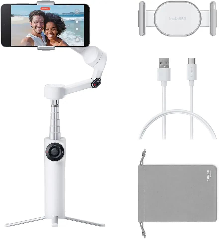 Insta360 Flow 2 Weiß - Gimbal-Stabilisator für iPhone/Android