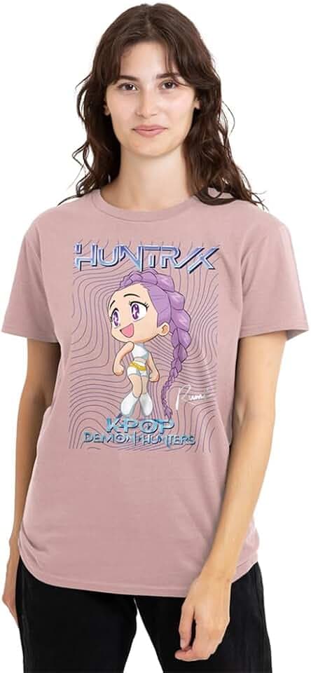 KPop Demon Hunters Damen Kpop Demon Hunters Huntrix Rumi Poster Ladies T Shirt, Pink T-Shirt (1er Pack)