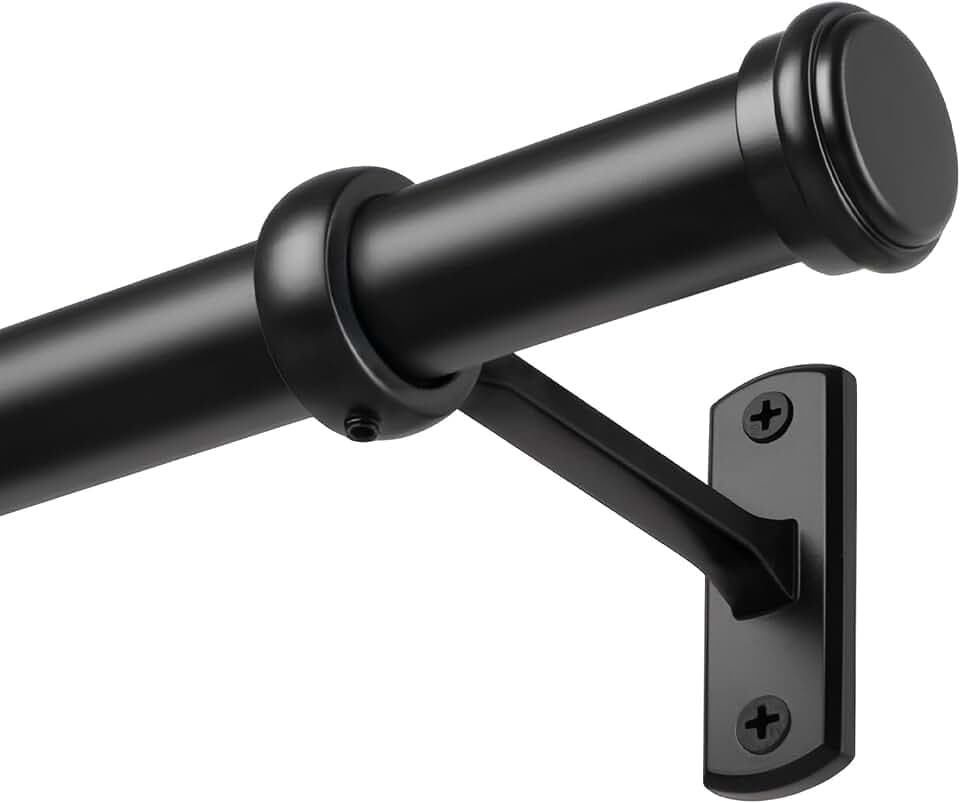 Modern Curtain Rods, Black 1" Diameter Curtain Rod, 168-240 Inch