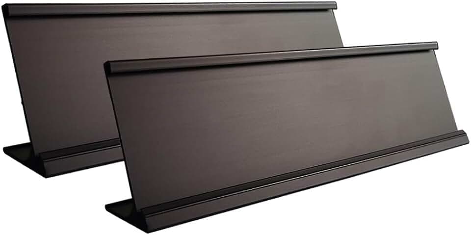 2" x 10" Aluminum NamePlate Desk Holder 2 Pack Black