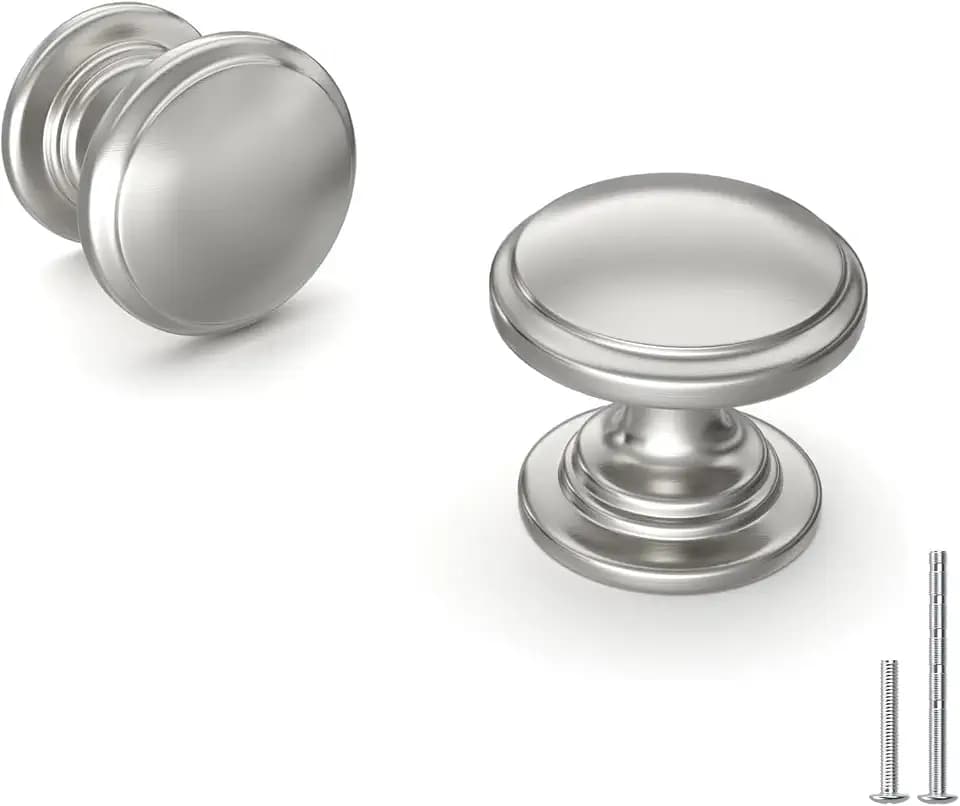 homdiy 25 Pack Brushed Nickel Cabinet Knobs Sliver Round Drawer Knob