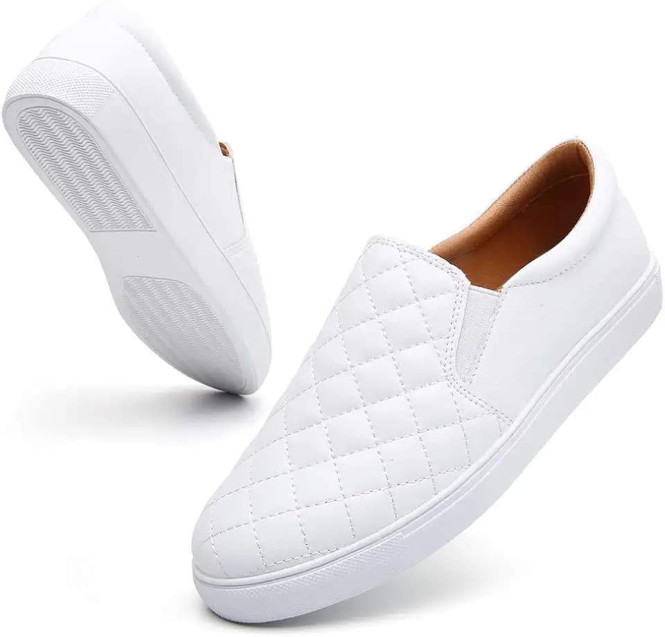 VOCNTVY Loafers for Women Quilted Slip On Shoes Casual Fashion Sneakers