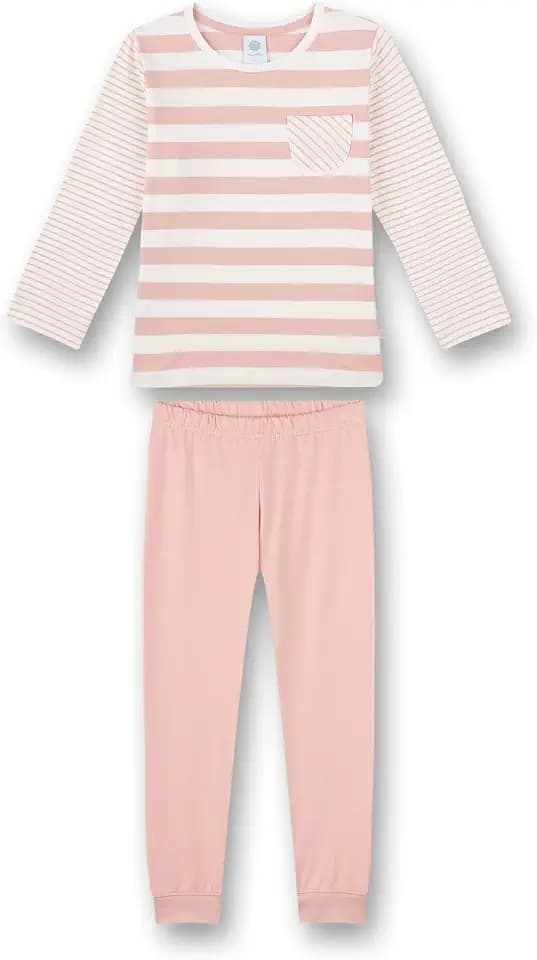 Sanetta Mädchen-Schlafanzug lang Rosa Ringel | Hautfreundlich, weich & atmungsaktiv.