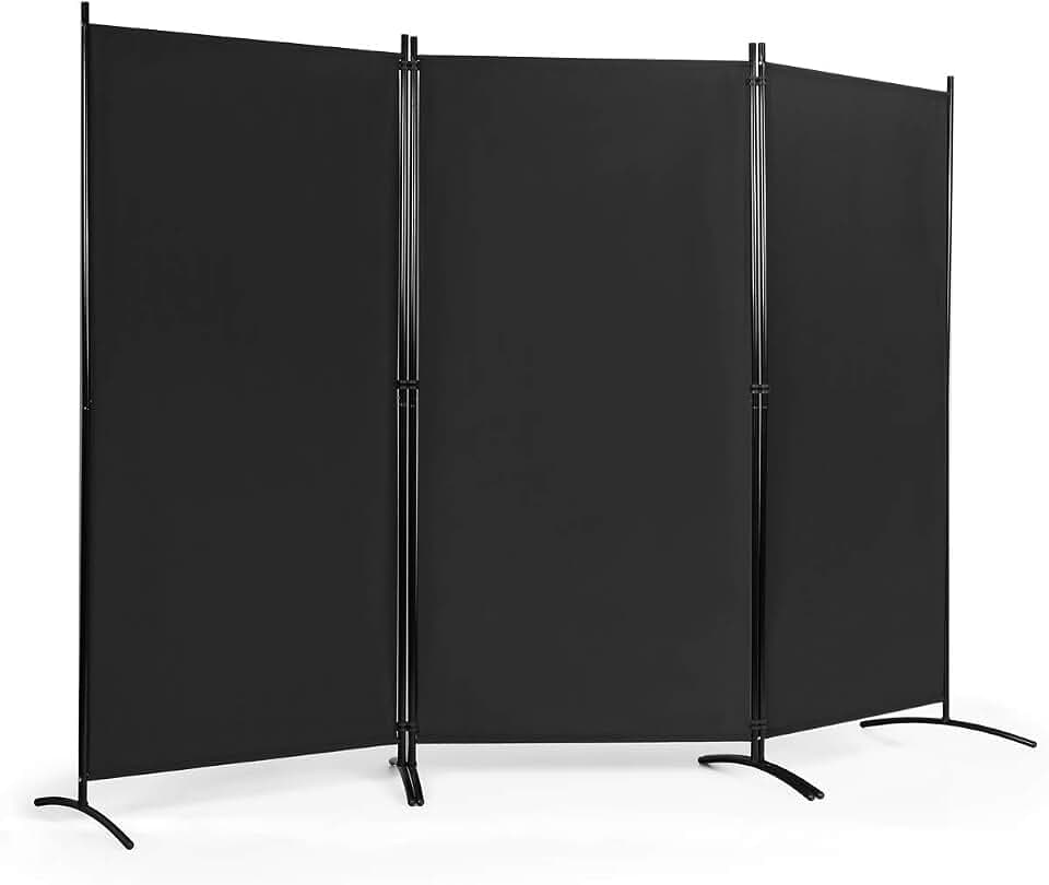 FANTASK 3-teiliger Raumteiler, 260 x 183cm, Paravent, Trennwand Wandschirm aus Metall & Polyester, Sichtschutz Room Divider Innen für Zuhause Büro Terrasse, Extra breit