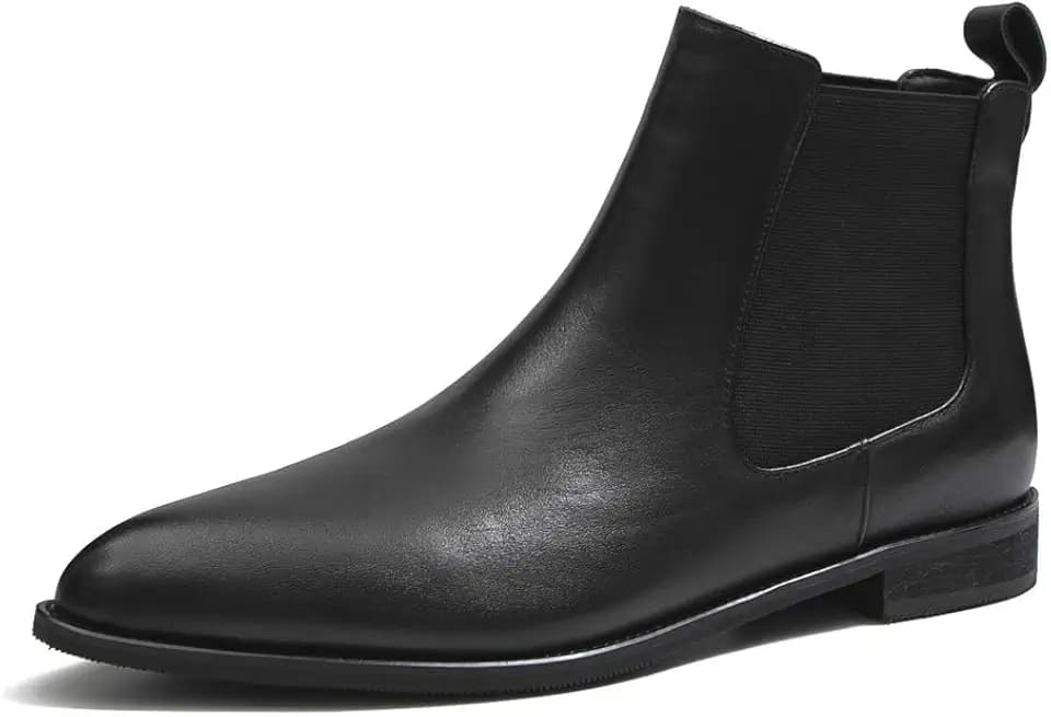ONEENO Women's Pointed Toe Leather Chelsea Boots