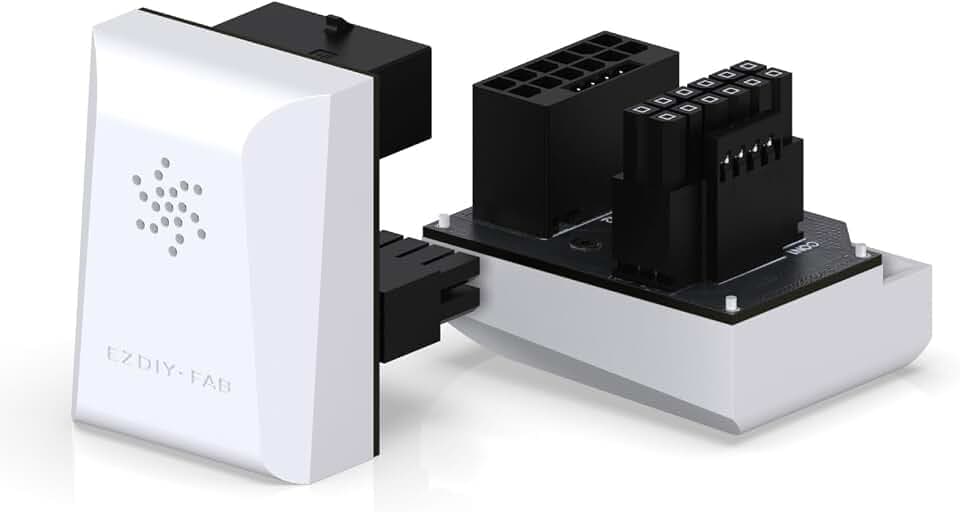 EZDIY-FAB PCIe 5.0 12VHPWR GPU Stromversorgungsbrücke,12+4 Pin Winkelstecker Stromadapter,für RTX40' Serie GPUs, Kompatibel mit RTX4090,4080,4070ti -Weiß 180° STD