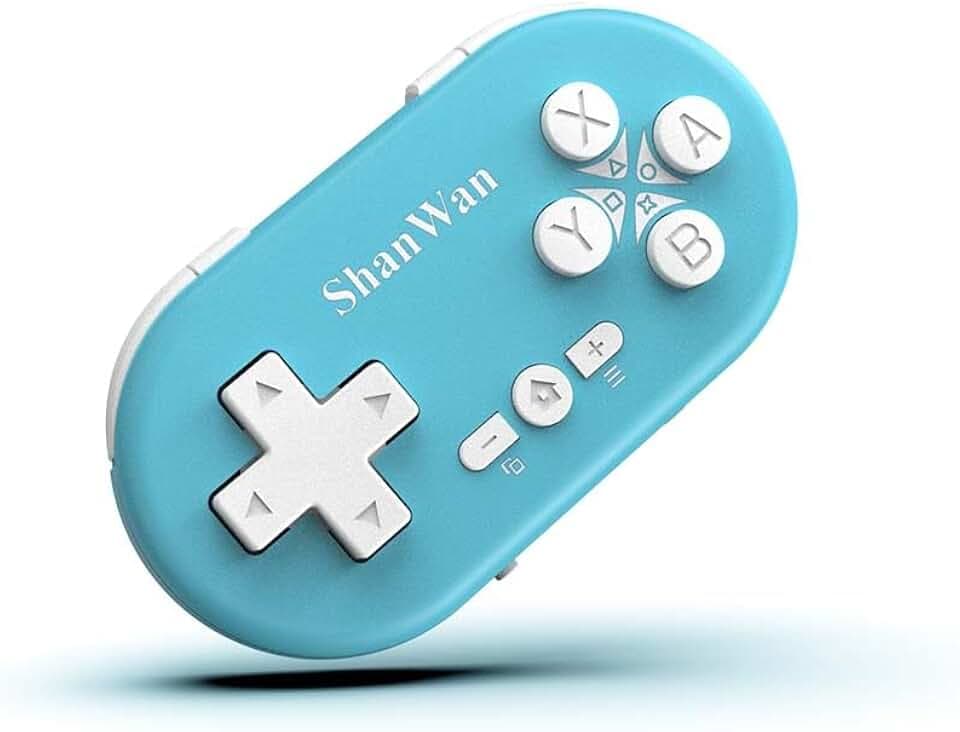 ShanWan Bluetooth-Gamepad, Mini-Wireless-Controller für Switch, Windows, Android, iOS und PS 4 (Blau)