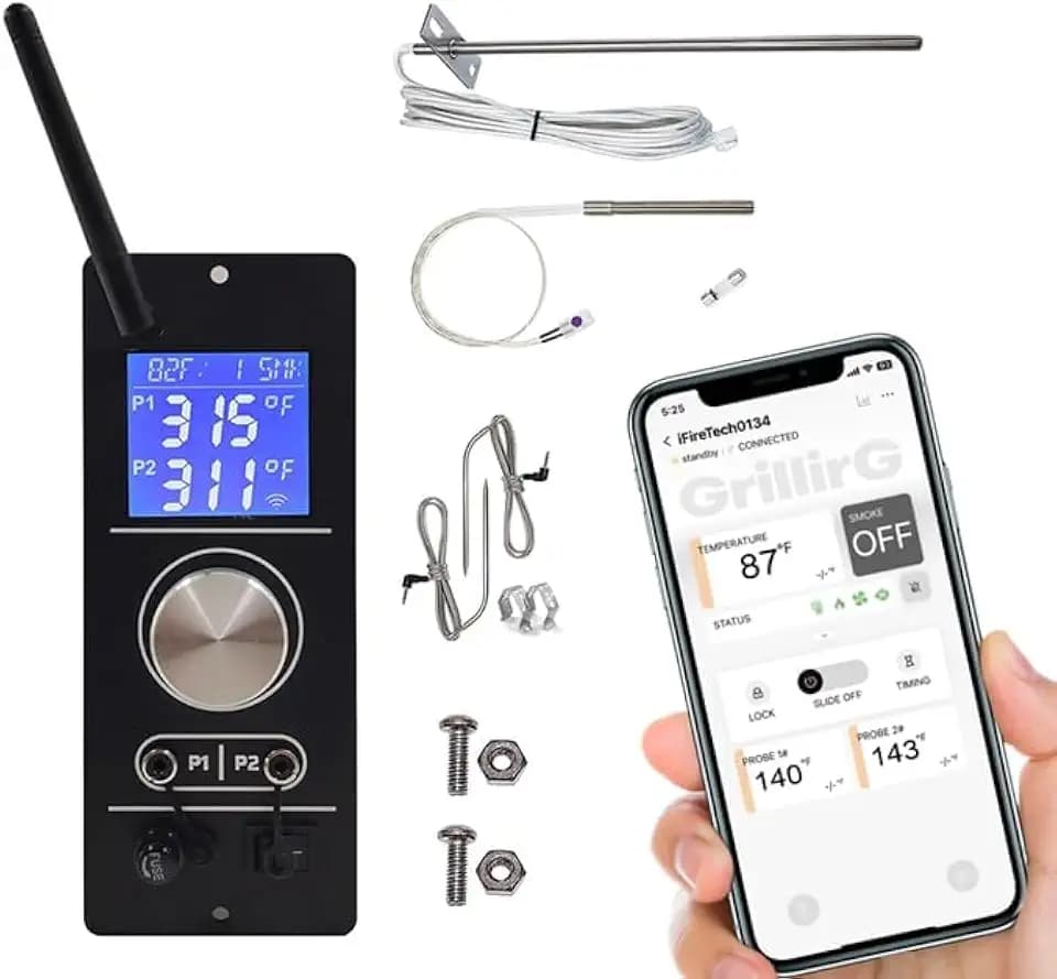 Smart WiFi PID Controller Kit for Camp Chef Gen 2 Retro Fit Grills - Full Set with WiFi Controller, Igniter, RTD & 2 Meat Probes | Fits Pursuit 20, SG24/SG30, SGX, DLX, XT, Woodwind Classic
