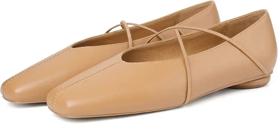 Women's Square Toe Ballet Flats Criss Cross Strap Mary Jane Shoes