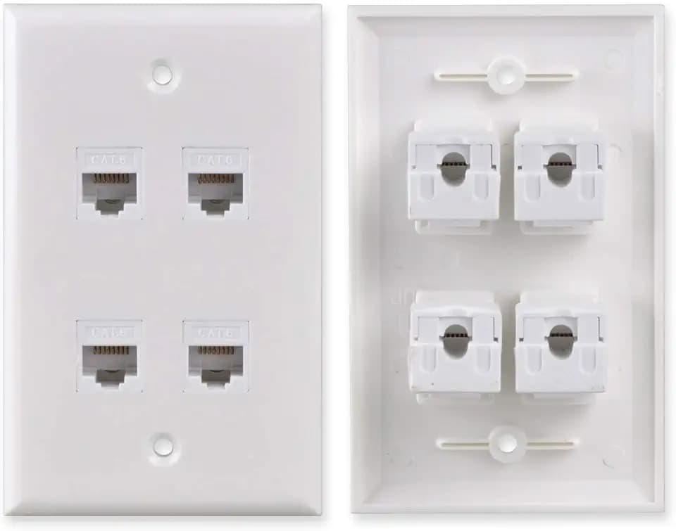4-Port CAT 6 Ethernet Wall Plate, Conwork RJ45 Ethernet Punch Down Keystone Inserts Jack Network Wall Plate Panel - Cat6/5/5e Compatible (2-Pack)
