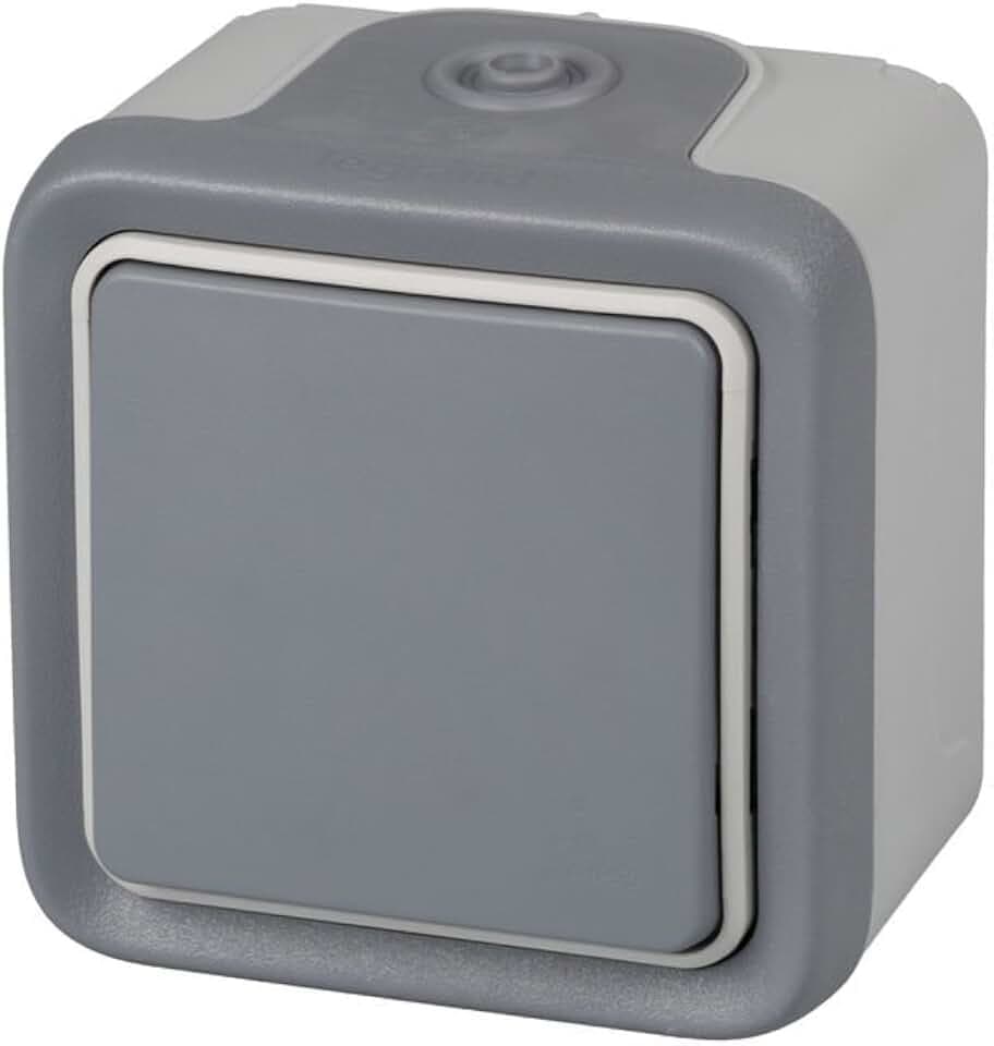 Legrand 191502 Plexo Aufputz-Wandschalter aus der Reihe Plexo, für Außenbereich, wasserdicht (IP55), Grau