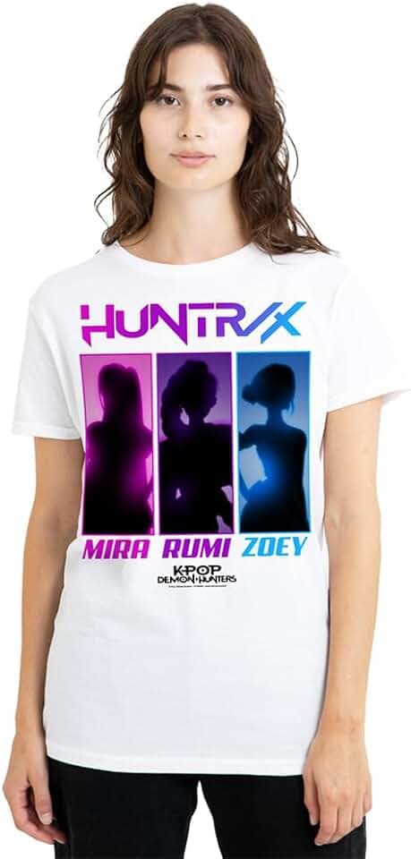 KPop Demon Hunters Damen Kpop Demon Hunters Huntrix Spotlights Ladies T Shirt, White T-Shirt (1er Pack)