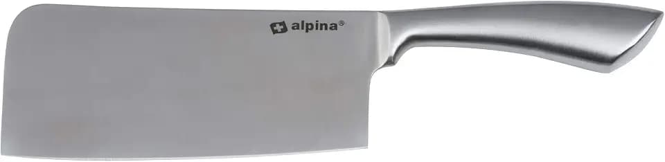 Deuba Alpina Hackbeil Küchenbeil I Edelstahl 18cm Für Knochen Fleisch Küche Messer Hackmesser Metzgerbeil Fleischerbeil, Silber