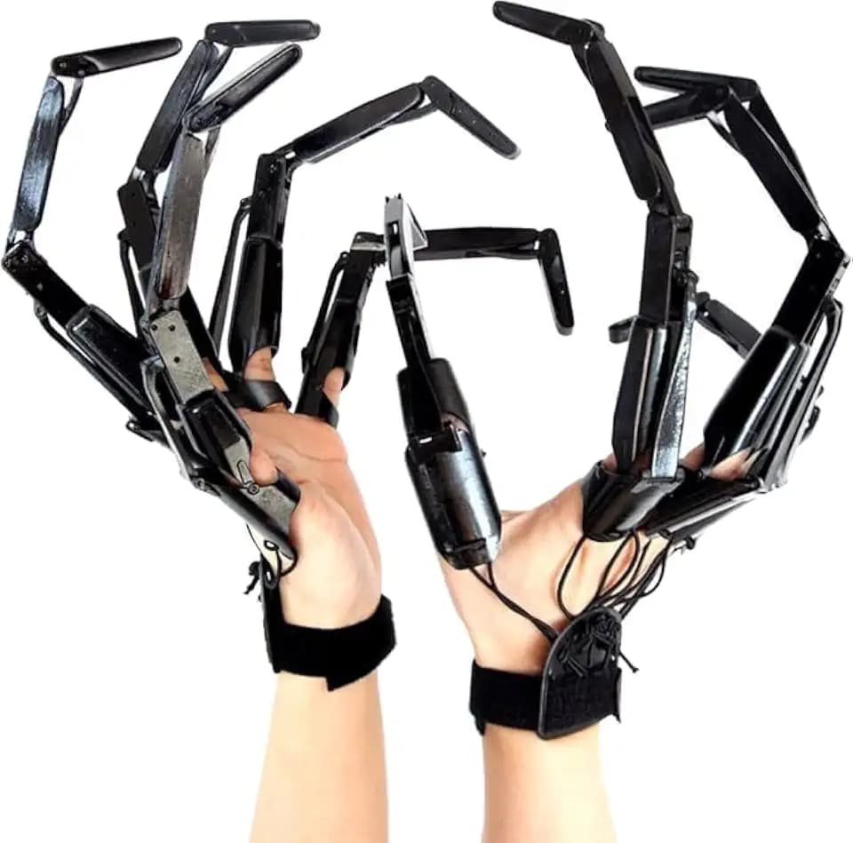 Halloween Articulated Fingers Extensions, 3D Printed Flexible Finger, Scary Skeleton Bone Claw Hand Need to Assemble Finger Extension for Cosplay Party Decoration ( Black )